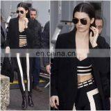 Ladies Fashion Trousers Design Women Office Wear and Casual Black White Vertical Stripes Pants thumbnail-1