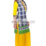 Manufacturer Latest Printed 3/4 Sleeve Band Collar 100% Cotton Kurtis thumbnail-5