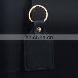 Custom Logo Gold Metal Keychain Black Leather Keychain thumbnail-5