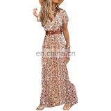 Hot Sale Vacation Summer Bohemian Style V-neck Floral Dress thumbnail-1