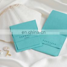 PandaSew Custom Logo Luxury Jewelry Pouch Packaging Microfiber Envelope Flap Package Bag