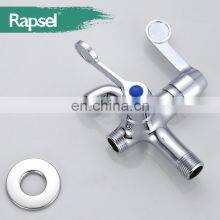 Rapsel Brass Double Handle Two Way Polish and Chrome Finish Wall Mounted Bibcock thumbnail-3