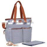 Stylish Stripe Cotton Canvas Nappy Baby Diaper Bag thumbnail-3