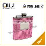 2014 New Type 7oz Hot Transfer Leather Wrapped Stainless Steel Popular Luxury Whiskey Flask thumbnail-1