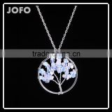 2016 Fashion Silver Gems Opal Natural Stones Tree Of Life Unique Necklace SMJ0176