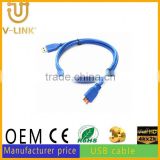 3.0 colorful led smiley face micro usb cable micro usb data cable for phone