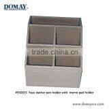 Faux leather pen holder with memo pad holder, customize logo