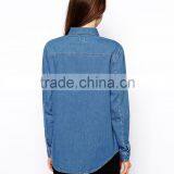 Vintage Washed Long Sleeves Ladies Jean Shirt JXF083 thumbnail-3