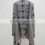 Ladies Elegant Multi Color Knitted Cardigan With Fringes thumbnail-2