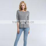 Women's Knit Striped Blouse With Hi-low Bottom Looking thumbnail-5