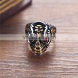 Gold Silver Engraved Vintage Gothic Surgical Stainless Steel Skull Ring for Man thumbnail-2