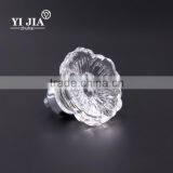 1 1/2 Inch Clear Zinc Base Chrome Plated Flower Shape Glass Knob