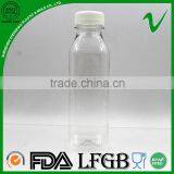 300ml PET Empty French Square Beverage Plastic Bottle for Cold Press Juice Packaging