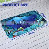 Soft 3in 1 Bathroom Non-Slip Blue Ocean Style Pedestal Rug + Lid Toilet Cover + Bath Mat Bathroom Rugs 3D Flannel Bathroom Mat thumbnail-2