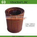 Vietnam Brown Bamboo Waste Basket 110032-3 thumbnail-1