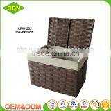 Quality Paper Rope Rectangular Storage Basket With Lid thumbnail-3