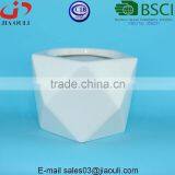 Modern Style Geometry Glazed White Ceramic Flower Plant Pot thumbnail-6
