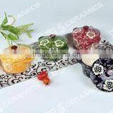 New Design Stoneware Casserole Handpainted Flower thumbnail-1