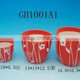 RED CERAMIC FLOWER POT IN 3 SIZES