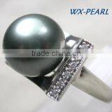 Golde Pearl Silver Ring With Tahitian Pink Round Pearl Ring thumbnail-2