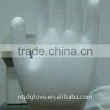 PU glove .15 gauge white nylon with coated white pu on the palm , knitted wrist.