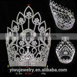 Yiwu Crystal Rhinestone Silver Plated Beauty Queen Crown For Adult Halo H172-157 thumbnail-2