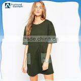 New Arrival Color Combination Design Womens Olive Green Casual Knit Dress Skirt 2016 thumbnail-1