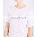 Customized Wholesale Lady's Apparel Simple Short Sleeves Round Neck Print Cotton-blend Jersey T-shirt(DQM009T) thumbnail-4