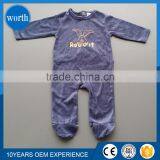 Top Selling Velvet Fabric Printed Baby Romper With Feet thumbnail-1