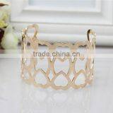 New Design Double Heart Hollow Open Bangle,Europe Style Adjustable Gold Ladies Bangles thumbnail-4