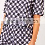 Custom Design Women Summer Pajamas Black Gingham Pyjama Plaid PJ Set thumbnail-6
