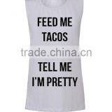 Soft Lightweight Womens Muscle Tank Grey/Black Deep Cut Workout Shirts OEM Running Top Gym Clothing thumbnail-5