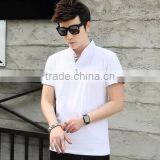 2017 Summer Men's Short Sleeve T-shirt Collar Pure Color Button Half Sleeve Cotton Contracted Cultivate One's Morality Type Mini thumbnail-2