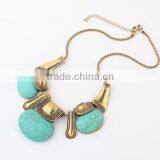 Zm33435a Fashion Bohemian Women Turquoise Gold Plated Statement Necklace Jewelry thumbnail-4