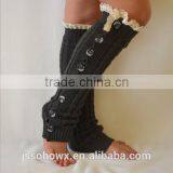 2014 Wholesale Hot Sale Open Knit Lace Trim Knitted Leg Warmer thumbnail-2