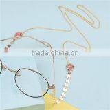 Copper Eyeglasses Chain Holder Gold Plated Red Drop Round Imitation Opal thumbnail-3