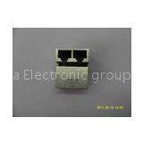 PCB Moutable RJ45 With Lan Transformer 2 Port , Custom Tab Down 10/100 BASE