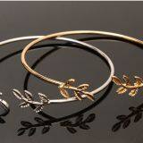 Fashion Jewelry Leaf Open Bangle thumbnail-3