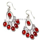 2017 Hot Sale Hot Stylish Indian Silver Chandelier Dangle Earrings Red Onyx Silver Chandelier earrings