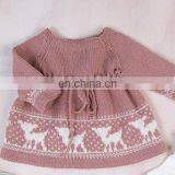Long Sleeve Popular Design Red Knitted Dress Baby Girls Kids for Warm Winter thumbnail-3