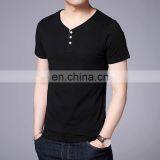 New Arrival Mock v Neck Buttons Collar Wholesale t Shirts Full Hand Designer Ruched t Shirt for Big Man thumbnail-3