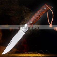 Folding Knife Stainless Steel Outdoor Survival Hunting Pocket Knife With Wooden Handle thumbnail-1
