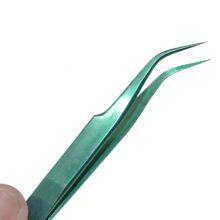 Green Stainless Steel Niezi Elbow Pointed False Eyelash Grafting Tool Assistant Tweezers Eyelash Planting thumbnail-4