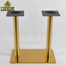 SS304 SS201 Double Column Leg Heavy Duty Adjustable Brushed Gold Stainless Steel Dining Table Base Modern Square Rectangle Chair thumbnail-2