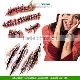 HALLOWEEN ZOMBIE SCARS TATTOOS WITH FAKE SCAB BLOOD SPECIAL FX COSTUME MAKE-UP thumbnail-6