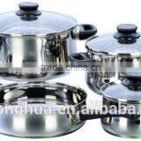 9 PCS Stainless Steel Glass Lid Cookware Set thumbnail-1