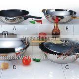 18/8 Non Stick Coating Stainless Steel Chines Wok