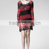 PM-004 Branded Red and Black Fashion Punk Rave Broken Pullover Striped Sweater thumbnail-6