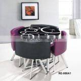 Cheap Glass Top Metal Dining Table Set thumbnail-2