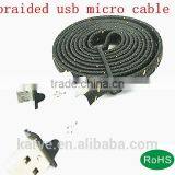 2014 New Arriver Micro Braid Dual Color Flat Cable for Cellphone High Quality